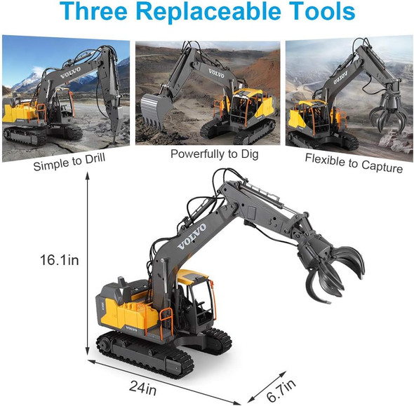 Mostop Remote Control Excavator 1/16 Scale 3 In 1 Rc Excavator Shovel Loader Digger Toy With 2 Tools17 Channel Full Functional Rc Construction Truck Vehicle Tractor With Sound And Light Mostop Remote Control Excavator 1/16 Scale 3 In 1 Rc Excavator Shovel Loader Digger Toy With 2 Tools17 Channel Full Functional Rc Construction Truck Vehicle Tractor With Sound And Light