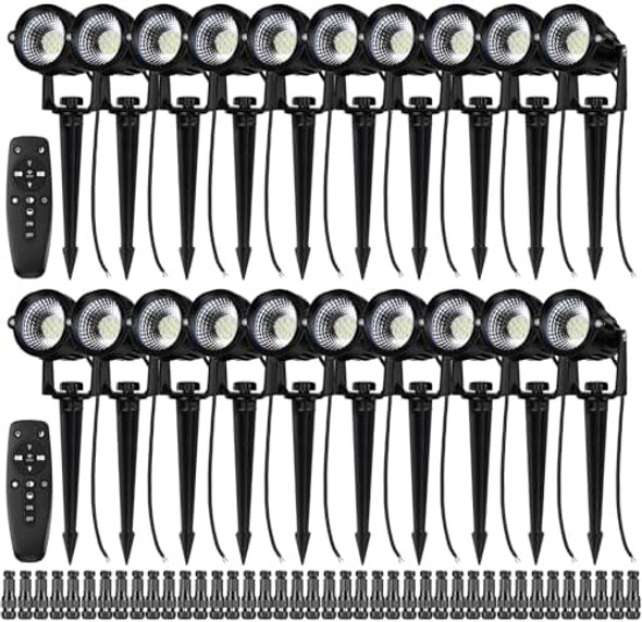20 Pack 12W Dimmable Led Landscape Lights Ip67 Waterproof Landscape Lighting With Remote 2700K-6500K Color Adjustable 12V-24V Low Voltage Outdoor Spotlights For Garden Pathway Yard Patio 20 Pack 12W Dimmable Led Landscape Lights Ip67 Waterproof Landscape Lighting With Remote 2700K-6500K Color Adjustable 12V-24V Low Voltage Outdoor Spotlights For Garden Pathway Yard Patio