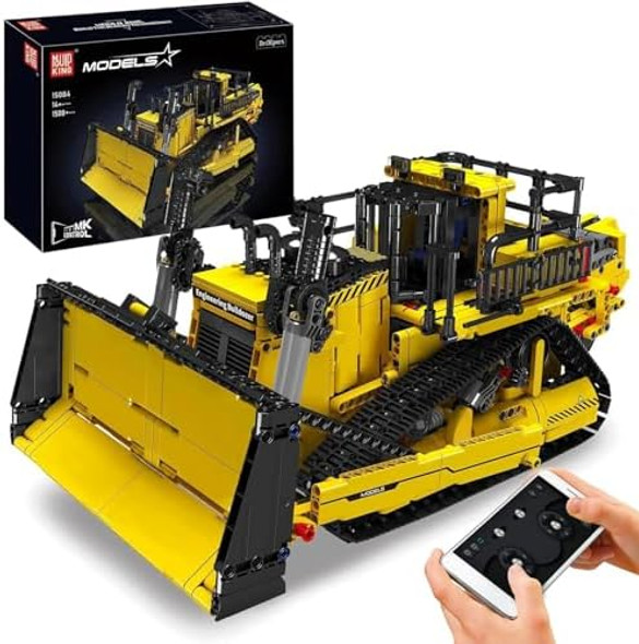 Mould King Bulldozer Technique Building Set App-Controlled 2.4G Rc Bulldozer Truck Construction Vehicle Toys With Engines Diy Engineering Model Sets For Adults/14+(1508 Pieces)