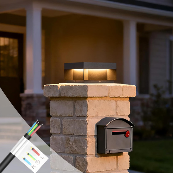 Outdoor Post Light Hard Wired 7.9" Led Modern Column Lights Ac100-240V Waterproof Pillar Lamp Fence Deck Cap Lantern 3000K Luxury Landscape Lighting For Patio Posts Garden Yard Gate Decoration