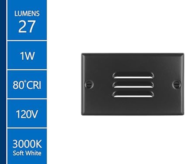 Nicor Lighting Stp2 Horizontal Louvered Black Led Step Light (Stp2L120Hbk)