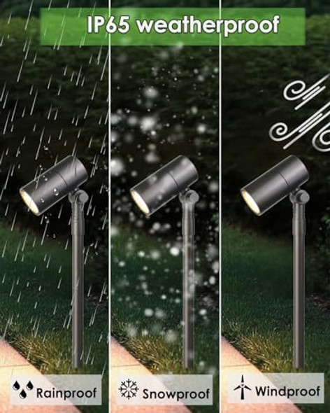 Low Voltage Landscape Path Light Kits Lights Paths And Garden Bed Also Be Used For Uplights Light Up Walls And Trees Cast Aluminum Body 5W 12V Mr16 Led Bulb And Abs Stake 2-Pack