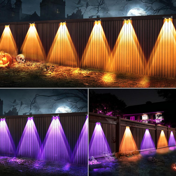 Odeetronic Solar Fence Lights Outdoor - 12 Pack Rgb + Warm & Cool White Solar Deck Lights 9 Fixed Color Changing Ourdoor Patio Light With 11 Mode Outdoor Halloween Lighting For Fence Wall Step Decor