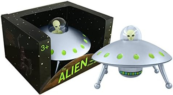Off The Wall Toys Alien Glow-In-The-Dark Ufo Space Ship And Bendable Action Figure Toy