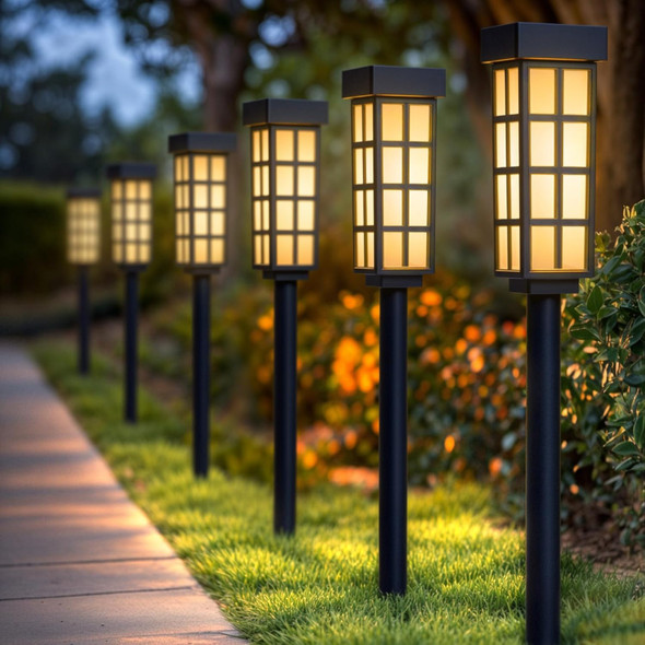 Pasamic 24" Solar Pathway Lights Outdoor 8 Pack Bright Garden Light With Auto On/Off Ip65 Solar Lights Outdoor Waterproof Garden Landscape Lighting For Yard Patio Walkway Driveway
