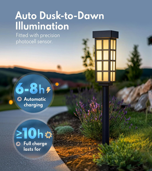 Pasamic 24" Solar Pathway Lights Outdoor 8 Pack Bright Garden Light With Auto On/Off Ip65 Solar Lights Outdoor Waterproof Garden Landscape Lighting For Yard Patio Walkway Driveway