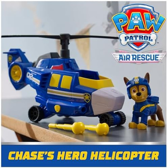 Paw Patrol: Air Rescue Chase Action Figure & Hero Helicopter Toy With Projectile Launcher & 2 Projectiles Kids Toys For Boys & Girls Ages 3+