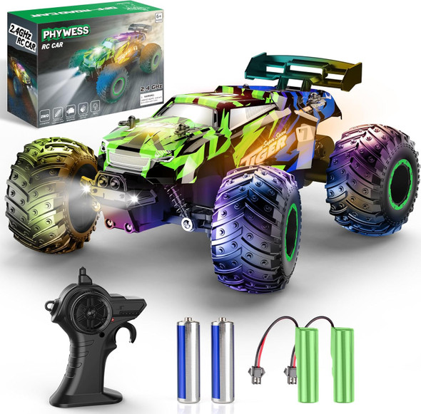 Remote Control Car Rc Cars Kids Toys For Boys 5-7 2.4Ghz Rc Truck Toys For Girls Off Road Monster Truck Toys With Headlights & Car Body Lights 20 Km/H Rc Crawler Toy Cars s For Kids