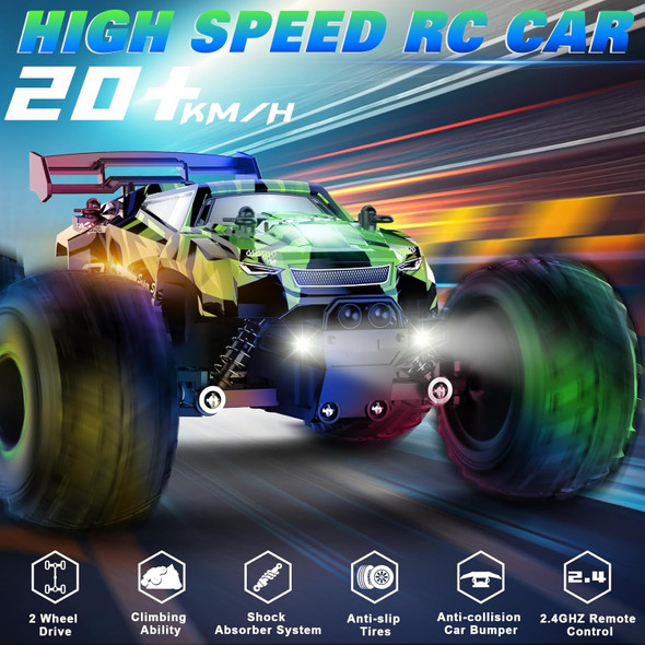 Remote Control Car Rc Cars Kids Toys For Boys 5-7 2.4Ghz Rc Truck Toys For Girls Off Road Monster Truck Toys With Headlights & Car Body Lights 20 Km/H Rc Crawler Toy Cars s For Kids