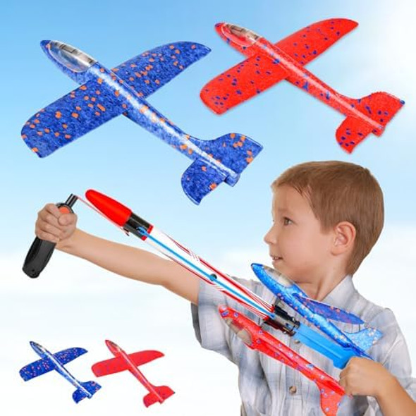 Launcher Toys Airplane Launcher For Kids Foam Glider Slingshots Catapult Plane Toy For Boys & Girls Outdoor Flying Toys Birthday s For Boys Girls 4 5 6 7 8 9 10 11 12 Year Old