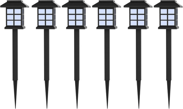 6-Piece Solar Outdoor Lights Set - Weather-Resistant Outdoor Lighting For Path Landscaping And Driveway - Led Light Fixtures By Pure Garden (Black)
