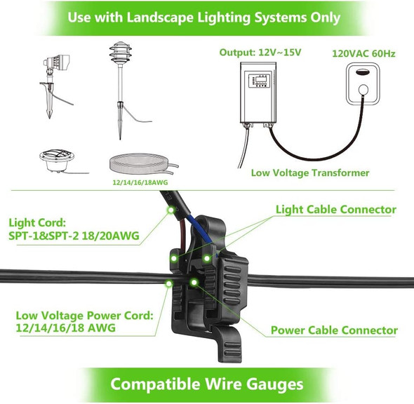12 Pack Low Voltage Wire Connector 12-18 Gauge Landscape Lighting Cable Connector Waterproof For Outdoor Path Lights Spotlights In-Ground Lights Easy Installation Ul Listed 12 Pack Low Voltage Wire Connector 12-18 Gauge Landscape Lighting Cable Connector Waterproof For Outdoor Path Lights Spotlights In-Ground Lights Easy Installation Ul Listed