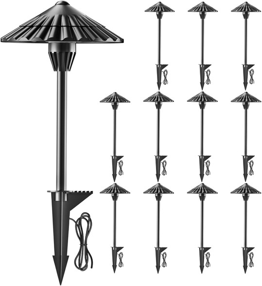 Low Voltage Landscape Lighting 12V Ac/Dc 5W 500Lm 3000K Cast-Aluminum Outdoor Landscape Path Lights Ip65 Waterproof Led Pathway Light Wired For Walkway Garden Yard Etl Listed Cord 12 Pack