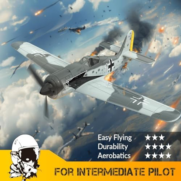Rc Planes For Adults 4-Ch Fw190 Fighter Rtf Rc Airplane Xpilot Stabilization System With 3 Flight Modes One-Key Aerobatics Function Suitable For Outdoors And s