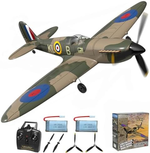 Rc Plane 4 Channel Remote Control Airplane - Ready To Fly Spitfire Rc Airplane For Beginners Adult With Xpilot Stabilization System & One Key Aerobatic