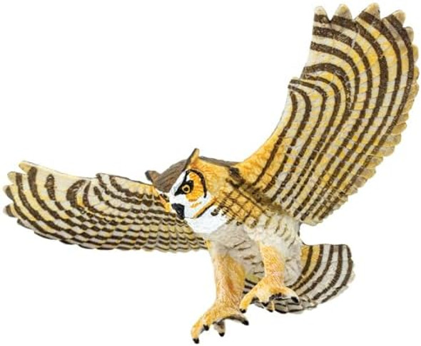 Safari Ltd. Great Horned Owl Figurine - Detailed 5.5" Plastic Model Figure - Fun Educational Play Toy For Boys Girls & Kids Ages 3+