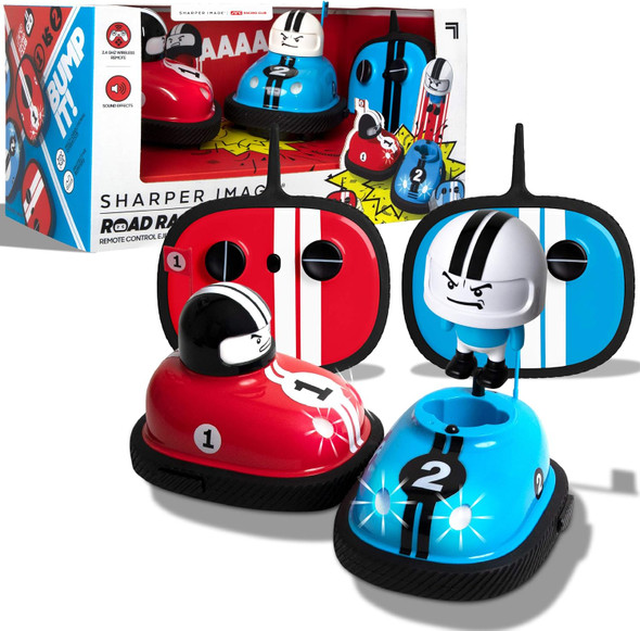 Sharper Image Road Rage Rc Speed Bumper Cars Mini Remote Controlled Ejector Vehicles 2 Player Head To Head Battle Crash Into Opponents 2.4 Ghz Red And Blue Ages 6 And Up