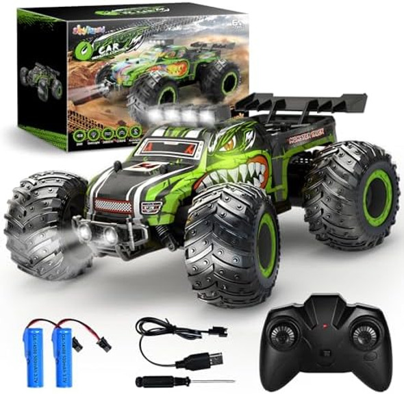 Remote Control Car Rc Cars For Boys Age 6-8 8-12 2.4Ghz All Terrain Rc Truck Toys With Headlights And Car Body Lights 20 Km/H Off Road Remote Control Monster Truck Ideal For Kids 6 7 8 9 10+