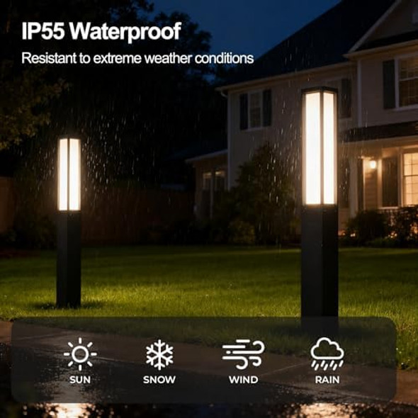 Skyglow Lamp Post Light 71" 120V-277V Line Voltage Aluminum Led Ip55 Waterproof Outdoor Modern Landscape Bollard Lights Curb Appeal For Lawn Garden Pathway Path Patio Courtyard Driveway Decoration