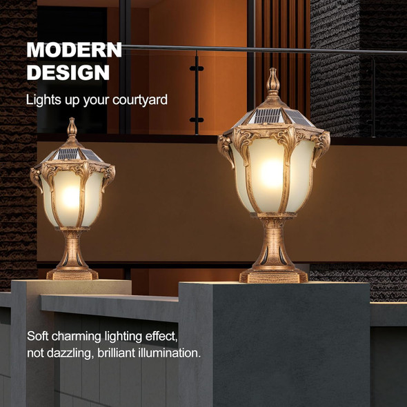 Slawa 2 Packs Solar Pillar Lamps 18.1In Outdoor Post Caps Light Solar Power Post Lighting Bronze Column Lamps With Glass Waterproof Landscape Lighting Fence Deck Bollard Light Mailbox Yard Path Lamp Slawa 2 Packs Solar Pillar Lamps 18.1In Outdoor Post Caps Light Solar Power Post Lighting Bronze Column Lamps With Glass Waterproof Landscape Lighting Fence Deck Bollard Light Mailbox Yard Path Lamp