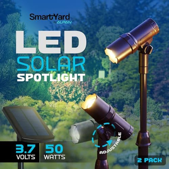 Solar Powered Spotlight 2 Pack 50 Lumens Adjustable Height - Easy To Install Waterproof Led Solar Outdoor Spot Lights For Yard Garden Patio Tree Landscape - Includes 15" Panel Solar Powered Spotlight 2 Pack 50 Lumens Adjustable Height - Easy To Install Waterproof Led Solar Outdoor Spot Lights For Yard Garden Patio Tree Landscape - Includes 15" Panel