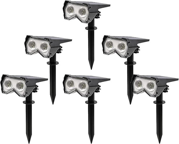 Solar Outdoor Lights 6 Pack Waterproof Landscape Spotlights – Ip65 Solar Powered Pathway Lights For Yard Patio Walkway & Driveway (Cool White)