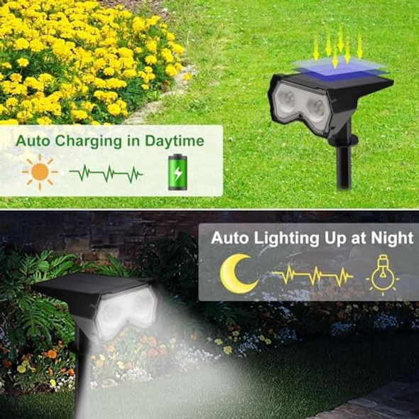 Solar Outdoor Lights 6 Pack Waterproof Landscape Spotlights – Ip65 Solar Powered Pathway Lights For Yard Patio Walkway & Driveway (Cool White)