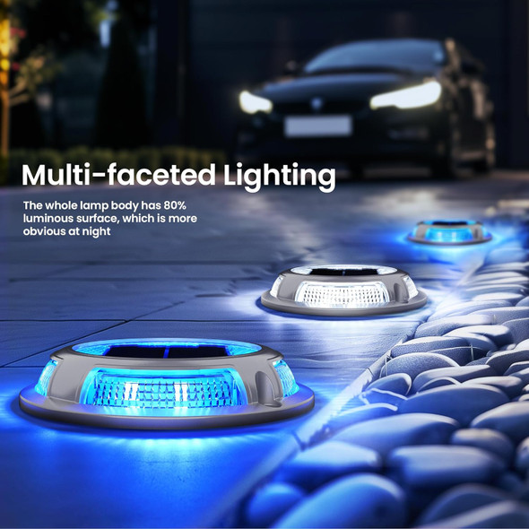Solpex Solar Driveway Lights 12 Pack Solar Dock Deck Lights Outdoor Ip68 Waterproof Pathway Light Outdoor For Driveway Markers Fence Stair Step Dock(Blue & Cold White)