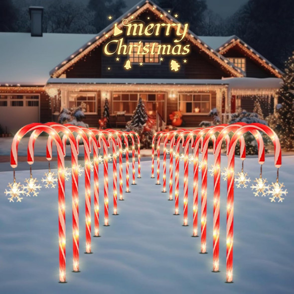 Solar Christmas Lights Outdoor Decorations 20 Pack Solar Christmas Candy Cane Lights With Snowflake Outdoor Waterproof Christmas Pathway Lights For Patio Garden Yard Street Park Holiday Solar Christmas Lights Outdoor Decorations 20 Pack Solar Christmas Candy Cane Lights With Snowflake Outdoor Waterproof Christmas Pathway Lights For Patio Garden Yard Street Park Holiday