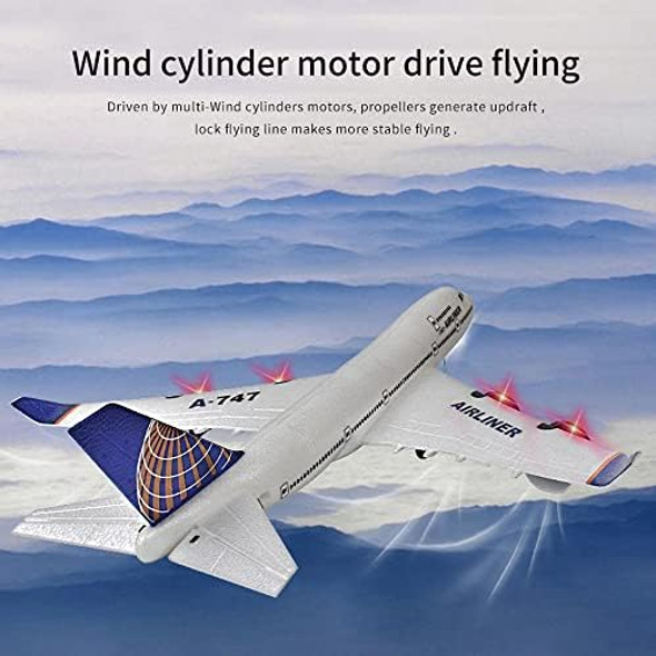 Rc Plane Simulation A-747 Passenger Aircraft 2.4Ghz Rc Aircraft Glider 360° Rollover Automatic Gyroscope Balance Airplane 3-Channel Fixed-Wing Rc Drone Toy With Led Searchlight