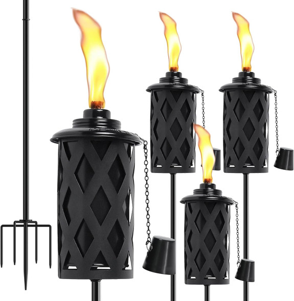 4 Pack Citronella Torches For Outside 16 Oz Outdoor Garden Torches With 5-Prong Grounded Stake 59 Inch Metal Torch For Home Décor Outside Torches For Backyard Garden Patio 4 Pack Citronella Torches For Outside 16 Oz Outdoor Garden Torches With 5-Prong Grounded Stake 59 Inch Metal Torch For Home Décor Outside Torches For Backyard Garden Patio