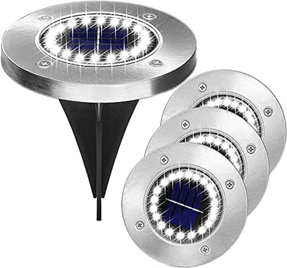 Solar Ground Lights - 20 Led 12 Pack Outdoor Disk Lights - Waterproof In-Ground Garden Light Set For Pathway Lawn - Bright Landscape Lighting For Yard Patio Walkway