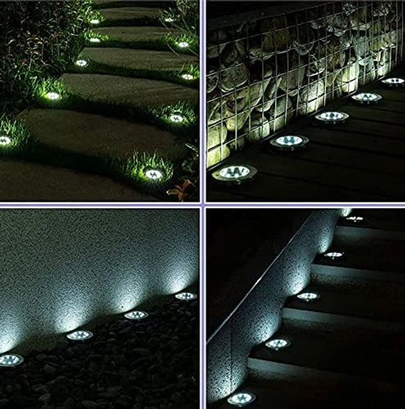 Solar Ground Lights - 20 Led 12 Pack Outdoor Disk Lights - Waterproof In-Ground Garden Light Set For Pathway Lawn - Bright Landscape Lighting For Yard Patio Walkway