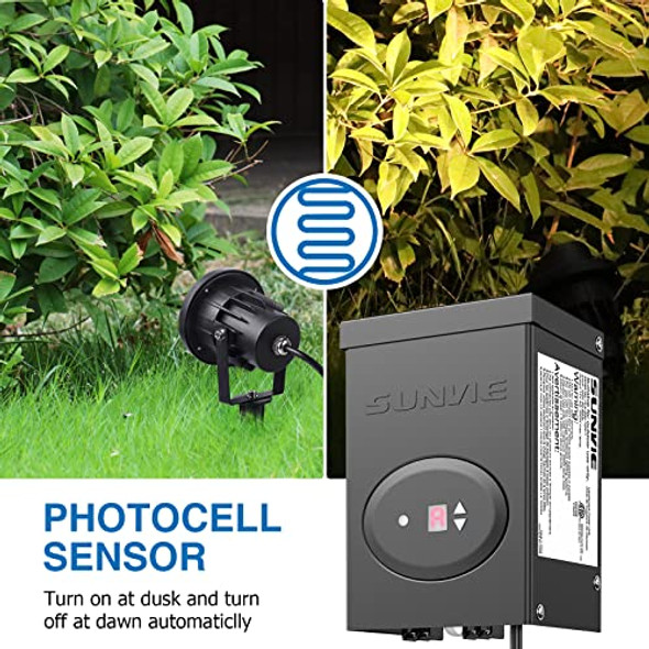 Sunvie 120W Low Voltage Transformer For Landscape Lights With Timer And Photocell Sensor Waterproof Low Voltage Landscape Lighting Transformer For Path Lights Outdoor Spotlight 120V To 12V Etl Listed Sunvie 120W Low Voltage Transformer For Landscape Lights With Timer And Photocell Sensor Waterproof Low Voltage Landscape Lighting Transformer For Path Lights Outdoor Spotlight 120V To 12V Etl Listed