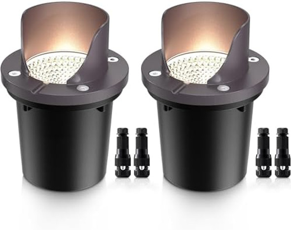 Sunvie 12W Low Voltage Landscape Lighting Shielded Well Lights Landscape Led In Ground Waterproof 12V-24V Low Voltage Outdoor In Ground Lights For Pathway Garden 2 Pack With Connectors Sunvie 12W Low Voltage Landscape Lighting Shielded Well Lights Landscape Led In Ground Waterproof 12V-24V Low Voltage Outdoor In Ground Lights For Pathway Garden 2 Pack With Connectors