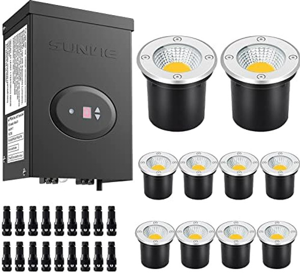 Sunvie 10 Pack 12W Low Voltage Landscape Lights With Transformer And Wire Connectors Led Waterproof Well Lights 10 Pack Landscape Lighting Transformer With Timer And Photocell Sensor Etl Listed Sunvie 10 Pack 12W Low Voltage Landscape Lights With Transformer And Wire Connectors Led Waterproof Well Lights 10 Pack Landscape Lighting Transformer With Timer And Photocell Sensor Etl Listed
