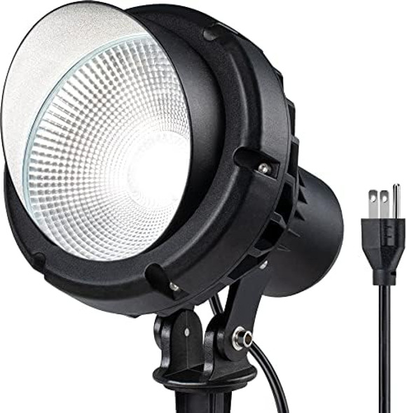 Sunvie Led 40W Spot Lights Outdoor 5000K Daylight White Plug In Flag Pole Light 120V Ultra Bright Landscape Spotlights For Yard House Tree Lawn Signage Outdoor Spotlight With Stake & 5.5Ft Cord