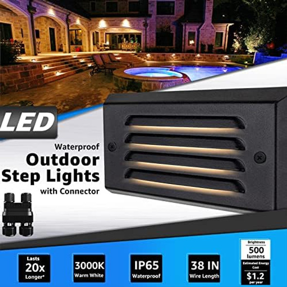 Sunvie Low Voltage Step Lights 5W Led Step Lights Outdoor 3000K Low Voltage Deck Light With Horizontal Louver Faceplate Deck Stair Light For Stairs Fence Post Fastlock2 Connectors Included 8 Pack Sunvie Low Voltage Step Lights 5W Led Step Lights Outdoor 3000K Low Voltage Deck Light With Horizontal Louver Faceplate Deck Stair Light For Stairs Fence Post Fastlock2 Connectors Included 8 Pack
