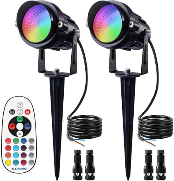 Sunvie 12W Rgb Low Voltage Color Changing Landscape Lights Remote Control Waterproof Led Landscape Lighting For Yard Garden Pathway Holiday Christmas Decorations Outdoor Indoor 2 Pack With Connector Sunvie 12W Rgb Low Voltage Color Changing Landscape Lights Remote Control Waterproof Led Landscape Lighting For Yard Garden Pathway Holiday Christmas Decorations Outdoor Indoor 2 Pack With Connector