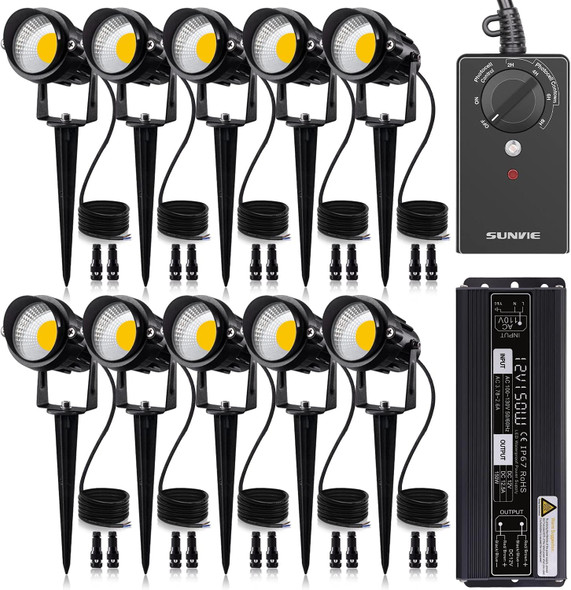 Sunvie Low Voltage Landscape Lights Kit With Transformer And Timer 12W 12-24V Outdoor Led 3000K Waterproof Landscape Lighting With Wire Connector For Garden Pathway Wall Tree Etl Listed Cord 10 Pack Sunvie Low Voltage Landscape Lights Kit With Transformer And Timer 12W 12-24V Outdoor Led 3000K Waterproof Landscape Lighting With Wire Connector For Garden Pathway Wall Tree Etl Listed Cord 10 Pack