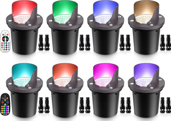 Sunvie Rgbw Low Voltage Landscape Lighting Color Changing 12W Waterproof Well Lights Landscape Led In Ground 12-24V Dimmable Paver Lights With Connectors For Pathway Garden Yard Fence Deck 8 Pack Sunvie Rgbw Low Voltage Landscape Lighting Color Changing 12W Waterproof Well Lights Landscape Led In Ground 12-24V Dimmable Paver Lights With Connectors For Pathway Garden Yard Fence Deck 8 Pack
