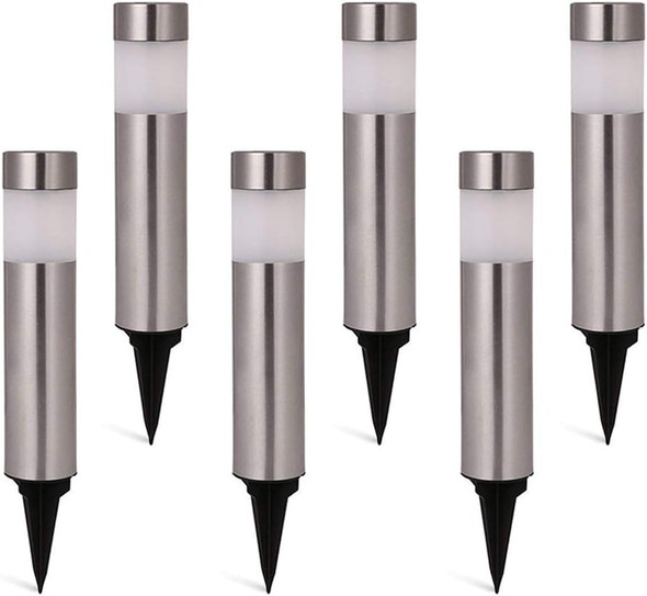 Solar Bollard Lights Outdoor - 6 Pack Stainless Steel Warm White Led Landscape Lights Waterproof Decorative Lighting For Backyard Lawn Patio Solar Bollard Lights Outdoor - 6 Pack Stainless Steel Warm White Led Landscape Lights Waterproof Decorative Lighting For Backyard Lawn Patio