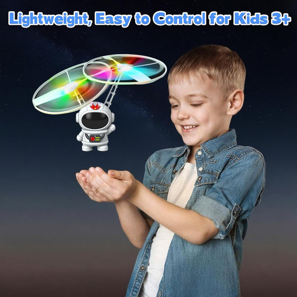 Flying Robot Toy For Kids Flying Astronaut Hand Operated Mini Drone With Led Light Rechargeable Helicopter Indoor Toys Birthday For Boys Girls 3 4 5 6 7 8 9 Years Old
