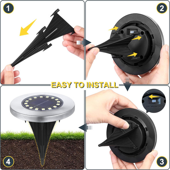 Solar Ground Lights-Waterproof Solar Lights Outdoor Garden- Solarr Disk Light-d 16Led Bright In-Ground Light-Landscape Lighting For Pathway Yard Lawn Patio Walkway (12 Pack White Light) Solar Ground Lights-Waterproof Solar Lights Outdoor Garden- Solarr Disk Light-d 16Led Bright In-Ground Light-Landscape Lighting For Pathway Yard Lawn Patio Walkway (12 Pack White Light)