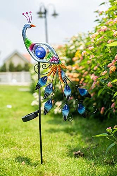 Teresa'S Collections Outdoor Peacock Solar Garden Lights Flower And Butterfly Metal Stake For Flowerbed Yard Lawn Patio Pathway Decorations Teresa'S Collections Outdoor Peacock Solar Garden Lights Flower And Butterfly Metal Stake For Flowerbed Yard Lawn Patio Pathway Decorations