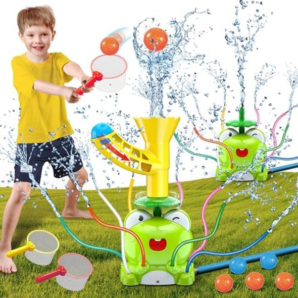 2-In-1 Frog Water Sprinkler Toys Catch The Ball Water Toys Spinning Spray Water Play Game With 8 Wiggle Tubes Water Splashing Toy For Kids Outdoor Summer Backyard Lawn Fun For Boys Girls 2-In-1 Frog Water Sprinkler Toys Catch The Ball Water Toys Spinning Spray Water Play Game With 8 Wiggle Tubes Water Splashing Toy For Kids Outdoor Summer Backyard Lawn Fun For Boys Girls