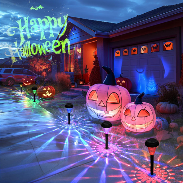 Solar Lights Outdoor Waterproof 12 Pack Solar Pathway Lights Color Changing Outdoor Lights For Garden Yard Patio Driveway Walkway Lawn Halloween Christmas Landscape Decor