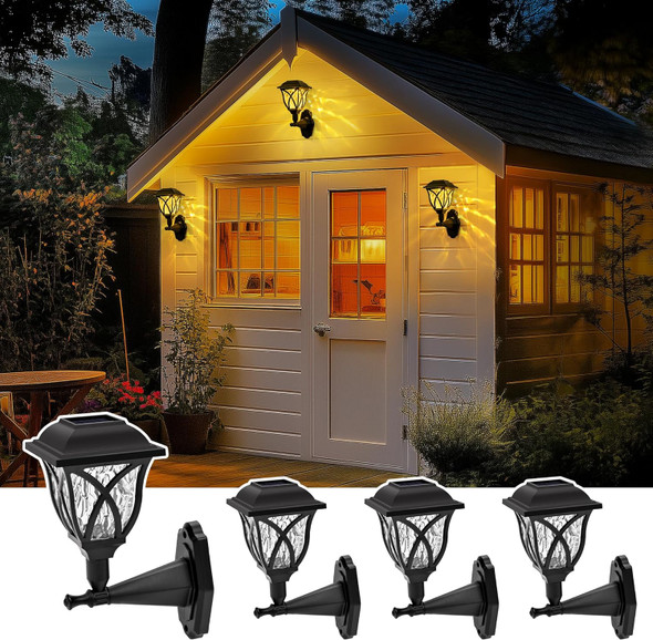 Solar Wall Lantern Outdoor Playhouse Light Waterproof Decorative Solar Powered For Playground Storage Shed Dog House Garden Wall Fence Patio Backyard (4 Pack) Solar Wall Lantern Outdoor Playhouse Light Waterproof Decorative Solar Powered For Playground Storage Shed Dog House Garden Wall Fence Patio Backyard (4 Pack)