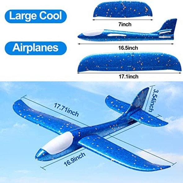 3 Pack Led Foam Airplane Toys 17.5" Large Throwing Foam Plane 2 Flight Mode Glider Flying Toy For Kids Ages 3+