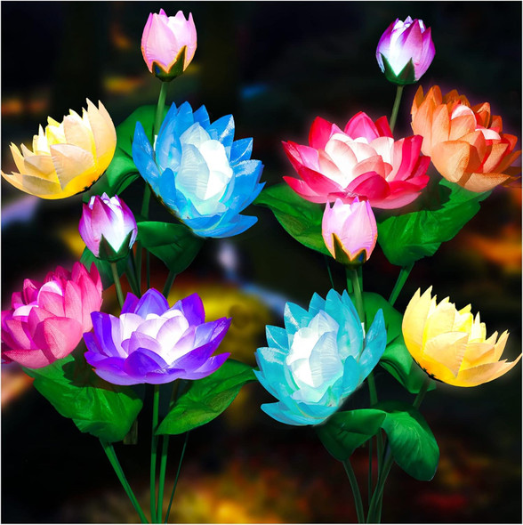 Tonulax Solar Garden Lights Lotus Flower Lights Outdoor Light For Garden Patio Yard Decoration 7 Color Changing Decorative Light Larger Solar Panel(4 Pack) Tonulax Solar Garden Lights Lotus Flower Lights Outdoor Light For Garden Patio Yard Decoration 7 Color Changing Decorative Light Larger Solar Panel(4 Pack)